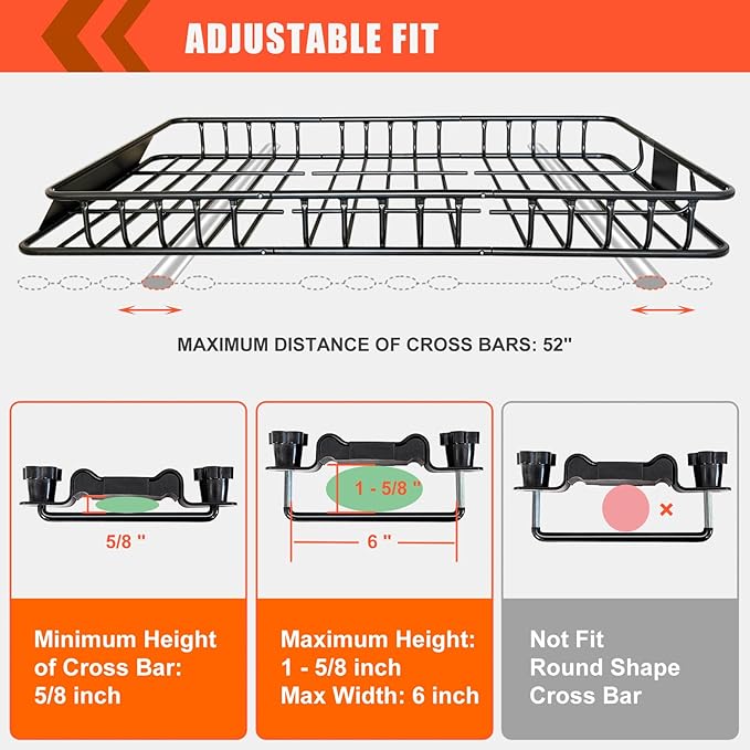 Roof Rack Carrier Carrier Basket 65"*39"*6"+Waterproof Bag 20 Cubic Feet(51"*40"*17"),and Cargo Net with Attachment Hooks,Ratchet Straps.200 Lbs Capacity,Universal Rooftop small Size Roof Rack