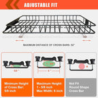 Roof Rack Carrier Carrier Basket 65"*39"*6"+Waterproof Bag 20 Cubic Feet(51"*40"*17"),and Cargo Net with Attachment Hooks,Ratchet Straps.200 Lbs Capacity,Universal Rooftop small Size Roof Rack