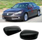 Pair Side Mirror Cover Cap Fit For Honda Accord 2008 2009 2010 2011 2012 LH+RH Door Side Exterior Rearview Back Sight Mirror Cover Shell Replacement,Clip-on Slot Type