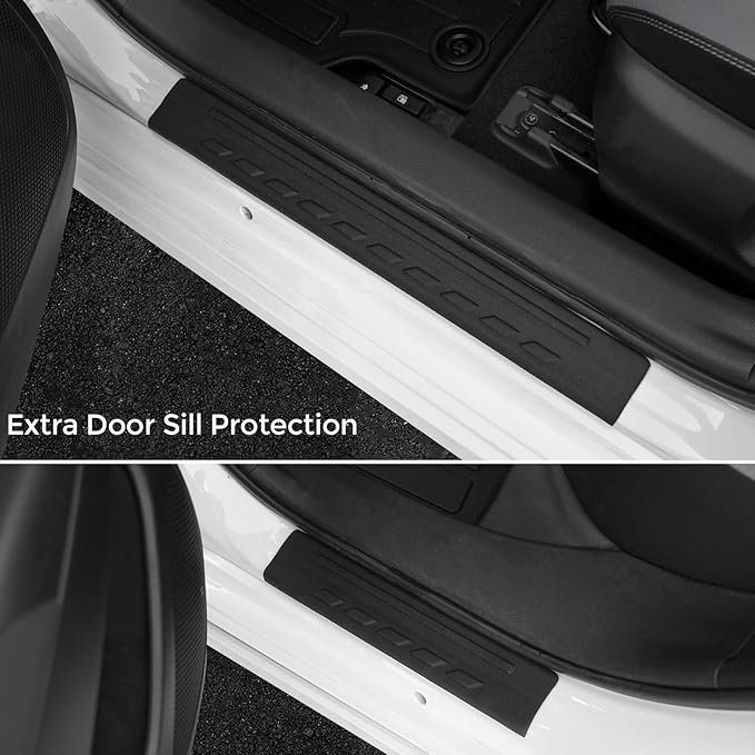 Floor Mats for Toyota Corolla 2020-2026, All Weather Floor Mats Trunk Cargo Liner and Door Sill Guards Accessories, Full Coverage Set (Fit Sedan Models)