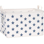 Sea Team Collapsible Canvas Fabric Storage Basket with Handles, Rectangle Waterproof Storage Bin, Box, Cube, Foldable Shelf B