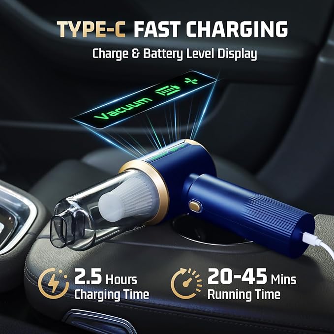 Car Handheld Vacuum Cordless: Car Vacuum Cleaner with 16000Pa Ultra-Strong Suction, Brushless Motor & HEPA Filter - Lightweig