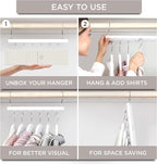 MORALVE Space Saving Hangers for Closet – 4 Pack European Beechwood 6-Tier Shirt Organizer with 360° Swivel Hook – Collapsibl
