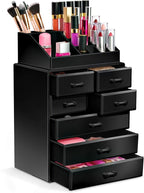 Sorbus Makeup Organizer, Brush Holder and Make Up Storage Drawers - Acrylic Makeup organizer for vanity, Bathroom - Cosmetic 