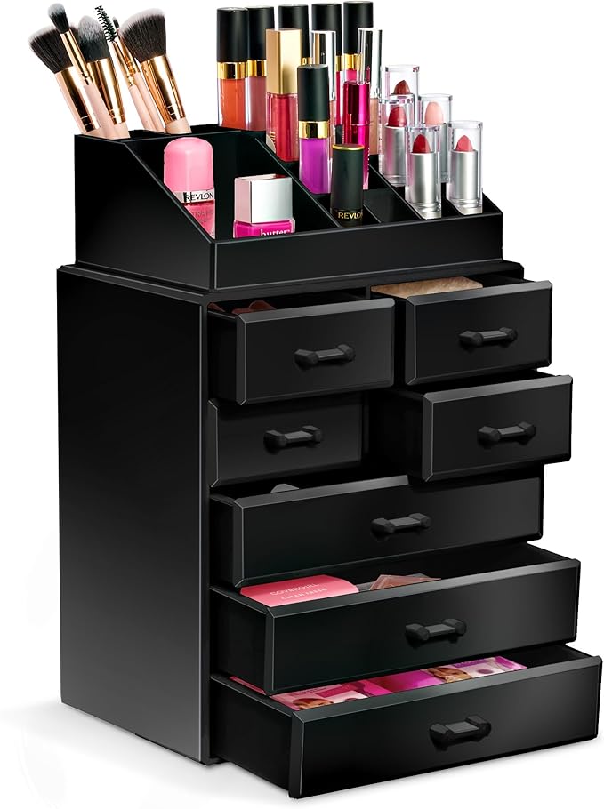 Sorbus Makeup Organizer, Brush Holder and Make Up Storage Drawers - Acrylic Makeup organizer for vanity, Bathroom - Cosmetic 