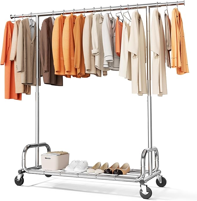 HOKEEPER Clothing Racks Heavy Duty Clothes Rack Adjustable Garment Rack for Hanging Clothes, Portable Coat Rack with Lockable