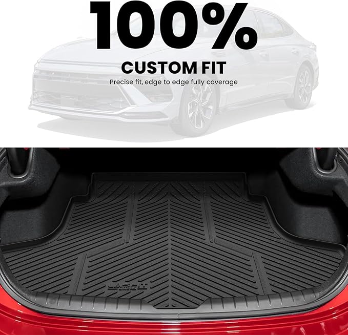 LASFIT Cargo Mat for Hyundai Sonata 2026 2025 2024 2023 2022 2021 2020 / Kia K5 2021-2026, All Weather TPE Custom Fit Car Trunk Mats Cargo Liners Accessoires, Black