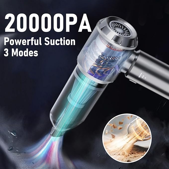Car Vacuum Portable Cordless 20000PA High power Mini Vacuum Cleaner 4-in-1 Compressed Air Duster & Air Blower & Pump Hand Hel