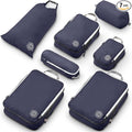 TRIPPED XL Compression Packing Cubes — 7-Piece Set for Checked Luggage | Extra-Large (15.7"×11"×4") + Large + Small + Tube + 