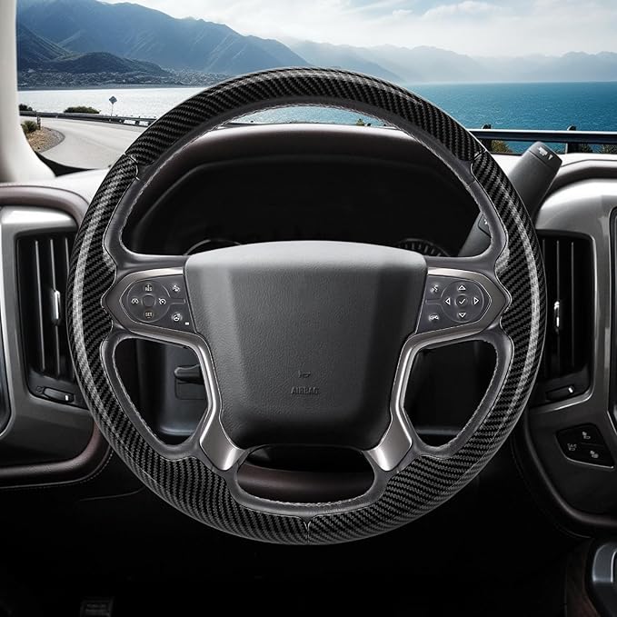 Steering Wheel Cover for Chevy Silverado 1500 2014-2018/2500 2500HD 3500 3500HD 2015-2019/ 4500HD 5500HD 6500HD 2019-2024/ Suburban Tahoe 2015-2020/ Colorado 2015-2022/ Traverse 2018-2023 Chevrolet