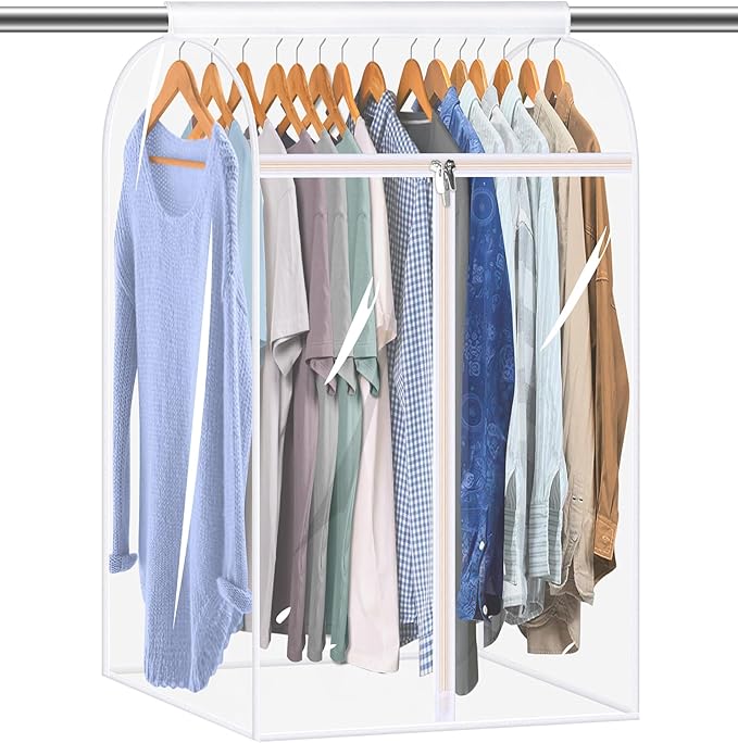 KEETDY 35" Hanging Garment Bags for Closet Storage Large Clear Garment Bags for Hanging Clothes Garment Rack Cover Coat Prote