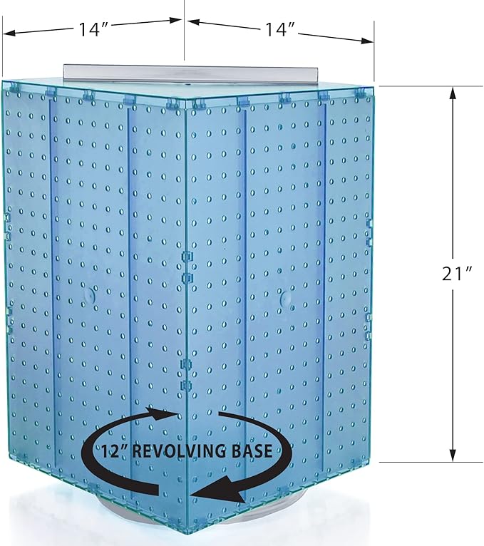 Azar Displays 701414-BLU-4C32 Rotating Countertop Display Kit with Peg Hooks Included, 14 Inches Wide x 14 Inches Deep x 20 I