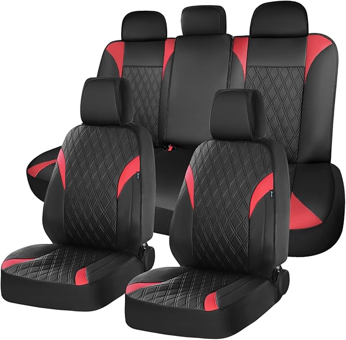 FLORICH Seat Covers Full Set, Leather Seat Covers for Cars, Waterproof Car Seat Protector Breathable, Front and Rear Seat Cov