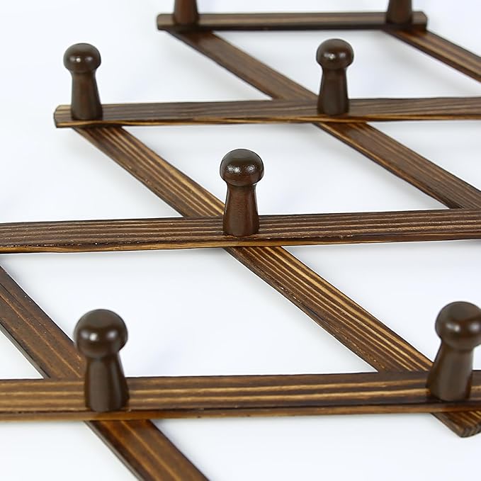 AMAPON Accordion Style Expandable Wall Wooden Coat Rack 13 Hooks (Pegs) Hang Hats Jackets Coffee Mug Purses Necklaces Towels 