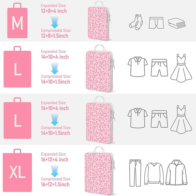 4 Set Compression Packing Cubes For Travel Bags Organizer For Luggage Suitcase Organizer, Compression Bags For Travel Accesso