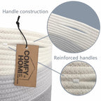 COMFY-HOMI Cotton Rope Woven Basket with Handles for Shelves,Toys,Book, Cloth Storage Baskets Bin for Organizing-13.5"x11"x9.