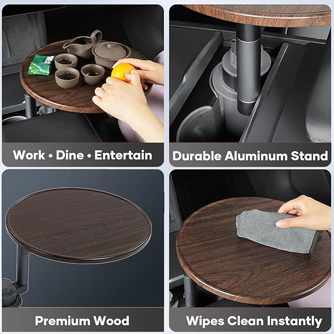 Car Tray Table for Laptop & Eating – 360° Rotating Birch Car Desk, Steering Wheel Tray & Cup Holder Table, Car Desk for Laptop, Compatible with Sedans, SUV, Truck, RV (E)