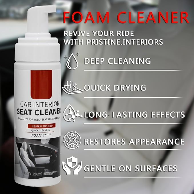 Interior Cleaner for Tesla White & Black Vegan Leather Seat Protectant Car Care Cleaning Kit Stain Remover Safe for Tesla Mod