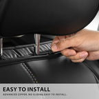 CAR PASS Back Seat Covers, Nappa Leather Rear Seat Bench Cushion Waterproof Breathable Back Row Protector Universal Fit for C