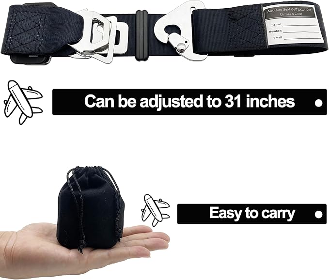 Airplane Seat Belt Extender Seatbelt Extension Adjuster 7-31" for all Airline including Southwest (Three in one)
