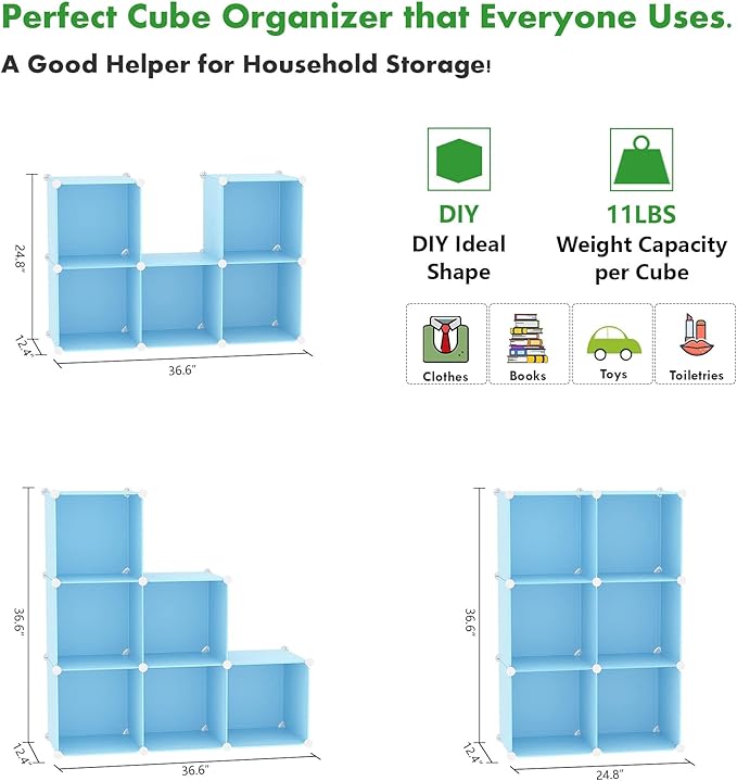 C&AHOME Cube Storage Organizer, 6-Cube Shelves Units, Closet Cabinet, DIY Plastic Modular Book Shelf, Ideal for Bedroom, Livi