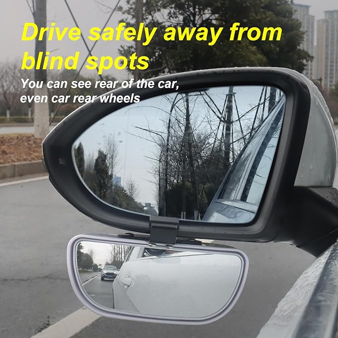 Blind Spot Mirrors for Trucks and Cars,Automotive Side View Concave Mirror Blindspot,360° Large Convex Rearview Exterior Mirror Accessories for Truck and Car(1Pack White)