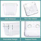 WOWBOX 25 PCS Clear Plastic Drawer Organizer Set, 4 Sizes Desk Drawer Divider Organizers and Storage Bins for Makeup, Jewelry