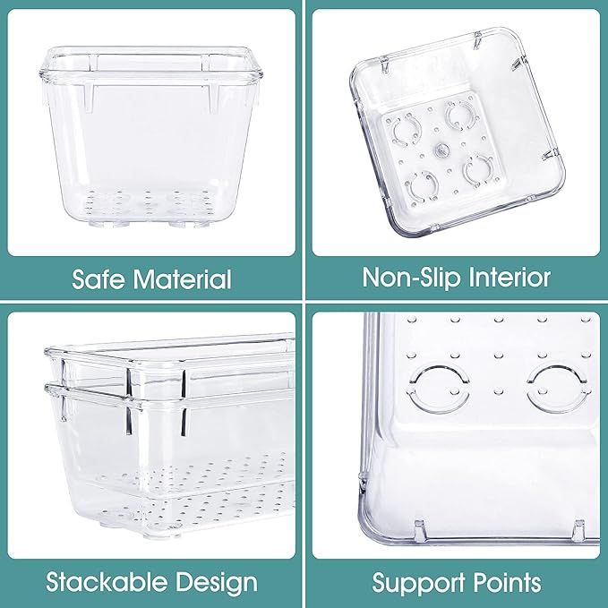 WOWBOX 25 PCS Clear Plastic Drawer Organizer Set, 4 Sizes Desk Drawer Divider Organizers and Storage Bins for Makeup, Jewelry