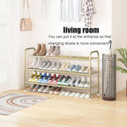 LINZINAR Shoe Rack Long 3 Tier Shoe Storage Organizer Metal Wide Shoe Shelf for Closet Entryway Bedroom 24 Paris Large Capaci