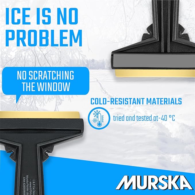Car Ice Scraper Brass Blade - fast, easy & efficient - [ 2 Pack ] Brass Ice Scraper for Car - Ice Scrapers for Car Windshield Ice Scraper - Original Murska from Europe - for Winter - A054-2 Black Gray