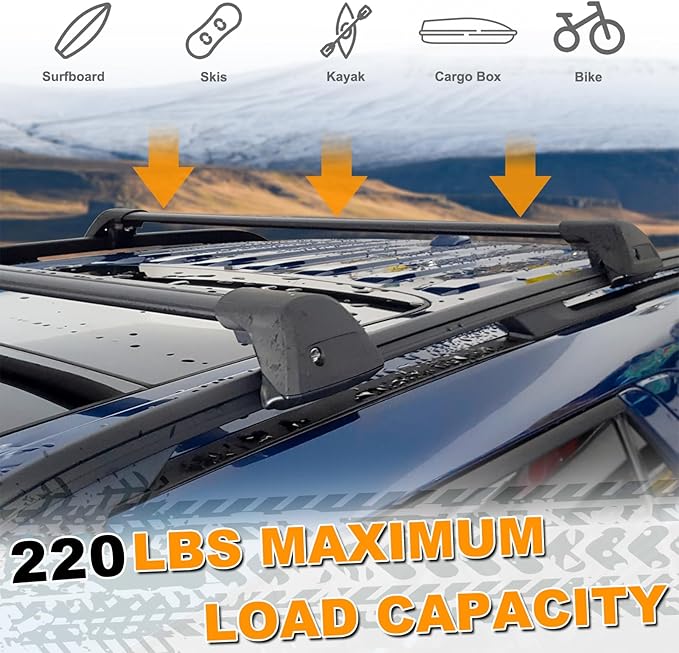 Snailfly 220lb Roof Rack Cross Bars Customized Fit for 2020-2025 2026 Ford Explorer, Adjustable Aluminum CrossBars with Lock, Rooftop Luggage Cargo Carrier Accessories for Kayak Bike