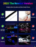 Interior Car Strip Lights Acrylic Car Decorative Lights with APP Control Multicolor Internal Lighting Kit Music&DIY Function Ambient Fiber Optic Strip LEDs Valentine’s Day's for Truck
