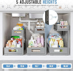 2 Pack 17IN Depth Under Sink Storage Organizer, Large 2-Tier Elegant Mesh Pull Out Shelf for Kitchen and Bathroom Cabinet Org