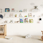 Floating Picture Ledge Shelves for Wall Set of 2, 55 Inches Picture Shelf with Ledge, Nursery Book Shelf for Toys Storage Kid