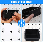 20 Pack Pegboard Bins With Metal Hooks, Black Pegboard Storage Bins, Pegboard Containers For Peg Board Organizing Accessories