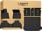 LASFIT Floor Mats&Cargo Mat&Backrest Mats for BMW X5 2019-2025 2026 PHEV(xDrive 50e), Not for Gas, All Weather TPE Custom Fit 1st&2nd Row Full Set Car Mats & Trunk Liner(Only Fit 5 Seats), Black