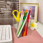 Mototo 8 Pieces Clear Acrylic Pen Holder Acrylic Pencil Cup Clear Makeup Bush Holder Acrylic Desktop Stationery Organizer for