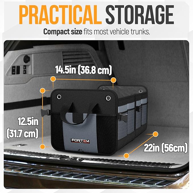 FORTEM Trunk Organizer For SUV Car Organizer and Storage, Collapsible Multi-Compartment Storage Bag Car Accessories for Women