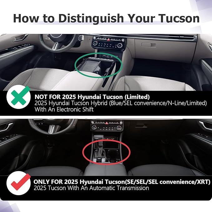 Center Console Organizer Compatible with 2025 2026 Hyundai Tucson SEL/SE Armrest Storage Box Armrest Console Organizer 2025 Tucson Accessories (ONLY FOR TUCSON SEL/SE/XRT,NOT FOR PHEV&Limited&N-Line)