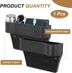 HARFINGTON Car Seat Gap Filler Organizer 10.2 x 6.5 x 2.8 Inch PP Universal Car Organizer Storage Box Between Seat and Console (Left) with Cup Holders for Phone Sunglasses Keys, Black