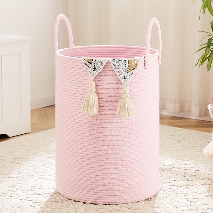 Artfeel Laundry Basket,Woven Cotton Rope Laundry Hamper,60L for Decorative Storage of Dirty Clothes,Toys and Blankets in Bath