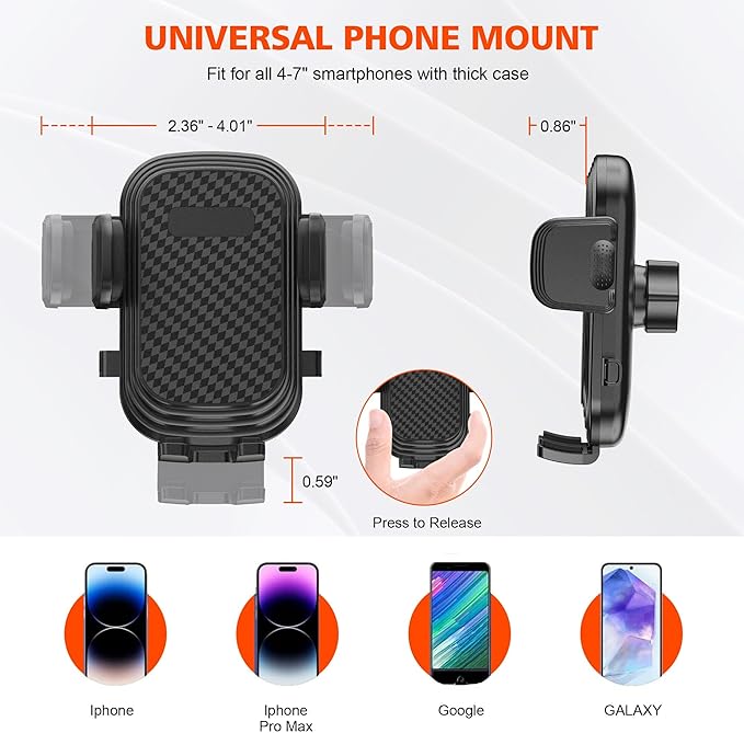 2 Pack Newlest 2 in 1 Phone Mount for Car Cup Holder with Adjustable Base, Phone Holders for Car Cupholder, No Shaking 360° F