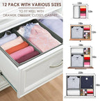12 Pack Drawer Organizers for Clothing, Foldable Clothes Storage Box Closet Dresser Drawer Organizers Dividers, Bedroom Organ