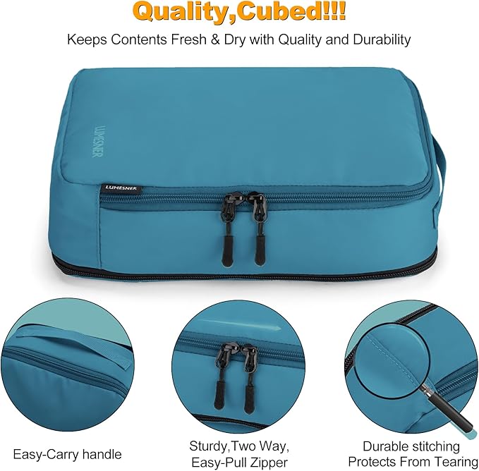8 Set Compression Packing Cubes for Travel, Waterproof Luggage Organizers, Suitcase Organizer Set for Carry-On & Checked Bagg