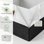 PRANDOM Storage Bins with Lids [3-Pack] Linen Fabric Foldable Storage Boxes Organizer Containers Baskets Cube with Cover for 