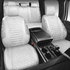 CAR PASS All White Bling Diamond Leather Car Seat Covers Full Sets,Waterproof Shining Glitter Sparkly Crystal Universal Fit f