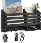 FifthQuarter Key Holder for Wall: Easy Mounted Key Rack and Mail Organizer with Store Shelf and Four Sturdy Keys Hooks Decor 