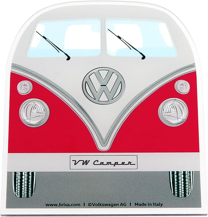 BRISA VW Collection - Volkswagen Polycarbonate Ice Scraper Windshield Scraper Snow Remover Winter Car Accessory in T1 Bus Campervan Design (Front/Red)
