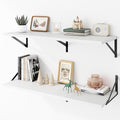 Deep Floating Shelves Wall Mounted, 36"x12" White Wall Shelves with Brackets Set of 2 for Bedroom, Living Room, Bathroom, Kit