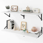 Deep Floating Shelves Wall Mounted, 36"x12" White Wall Shelves with Brackets Set of 2 for Bedroom, Living Room, Bathroom, Kit